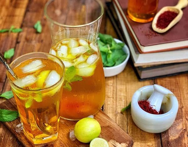 طرز تهیه شربت سکنجبین زعفرانی خوشمزه + فیلم