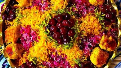 طرز تهیه آلبالو پلو مجلسی خوشمزه + فیلم