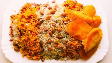 لوبیا چیتی پلو با گوشت
