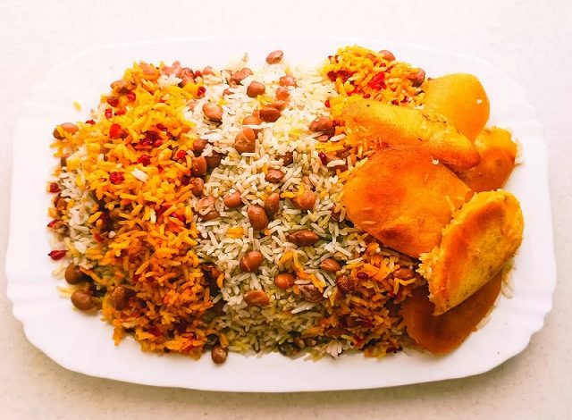 لوبیا چیتی پلو با گوشت