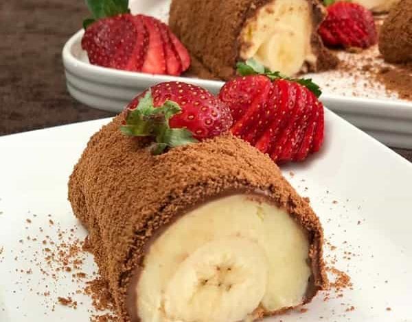 طرز تهیه رولت موز خامه‌ای بدون همزن و فر + فیلم
